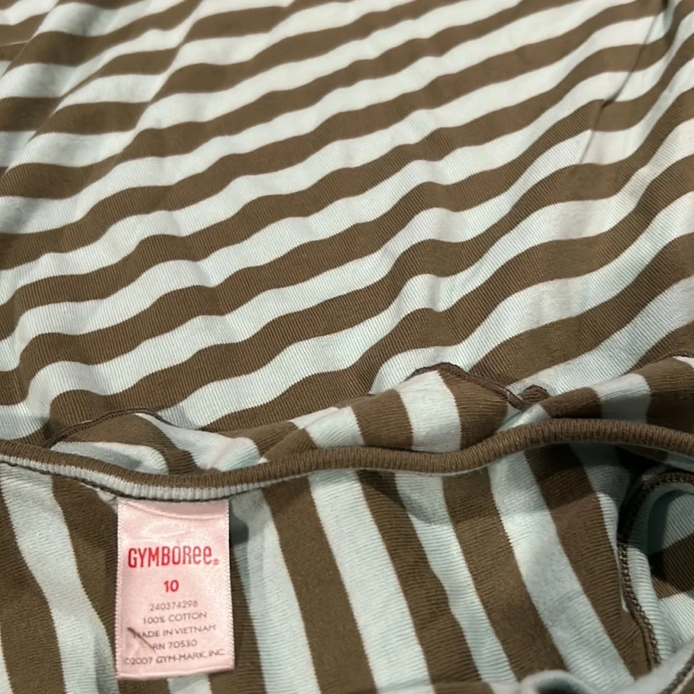 Gymboree Beach Shack Striped One Shoulder Dress Aqua Olive Size 10